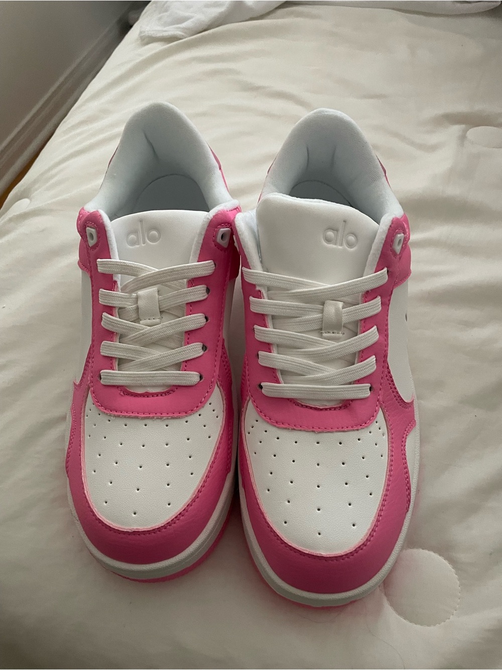 ALO Yoga Pink and White Low-Top Sneakers